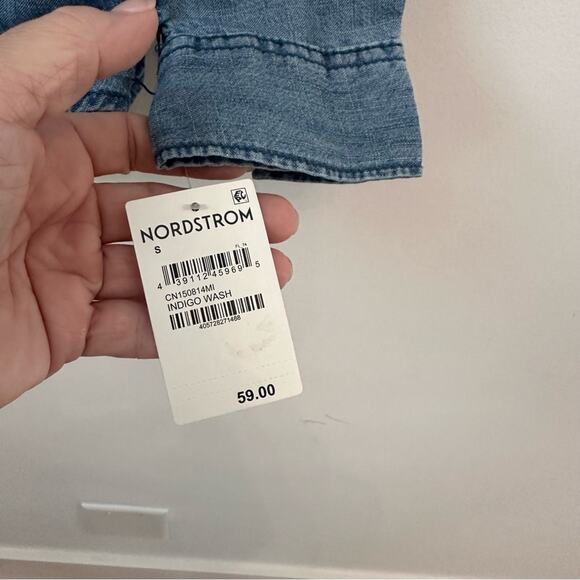 Caslon | Nordstrom Light Blue Denim Button-Down Shirt Size Small NWT - Picture 3 of 4